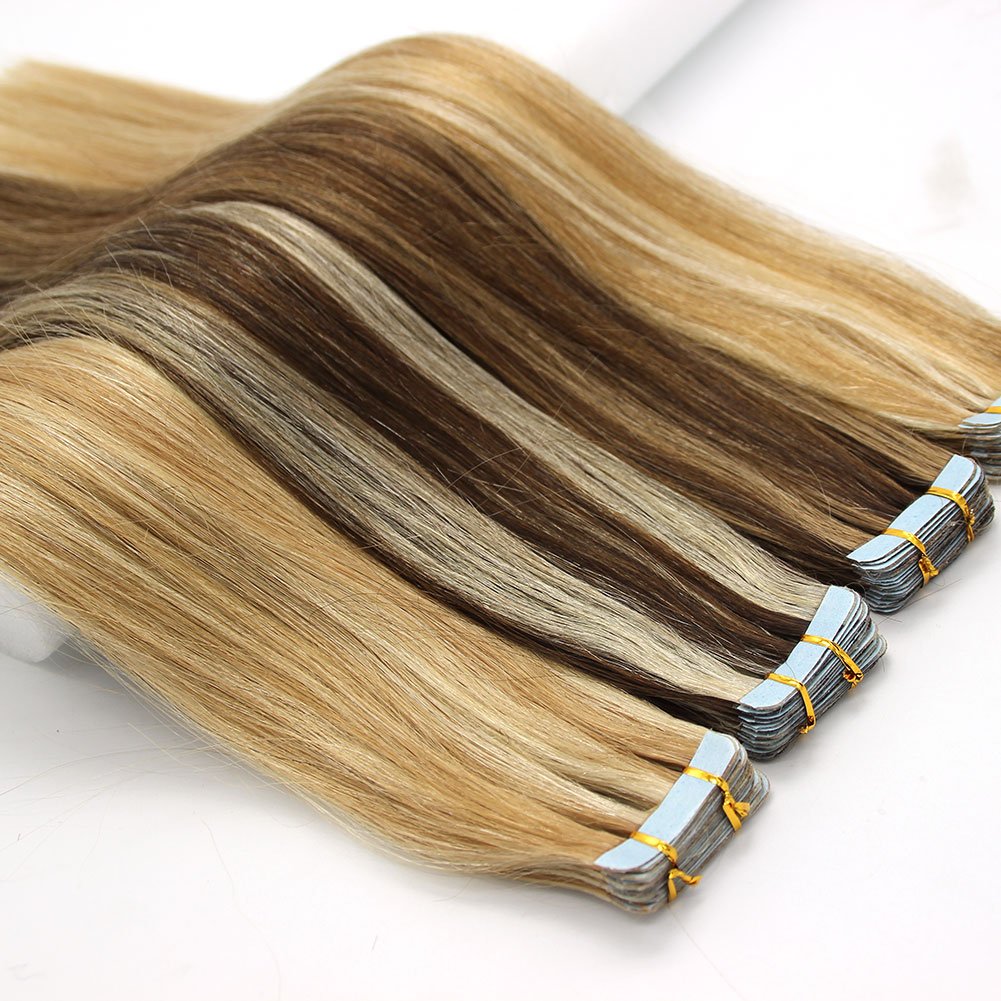 Tape in Hair Extensions 100% Remy Human Hair Extensions Silky Straight for Fashion Women 20 Pcs/Package