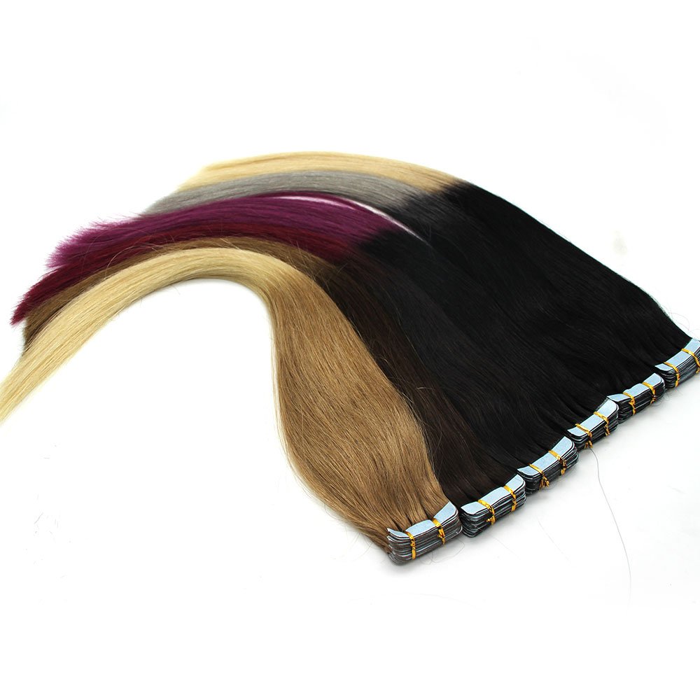 Tape in Hair Extensions 100% Remy Human Hair Extensions Silky Straight for Fashion Women 20 Pcs/Package
