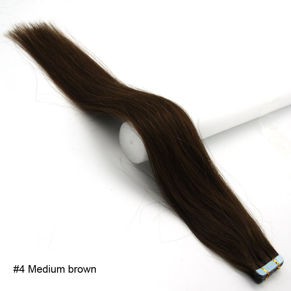 Tape in Hair Extensions 100% Remy Human Hair Extensions Silky Straight for Fashion Women 20 Pcs/Package