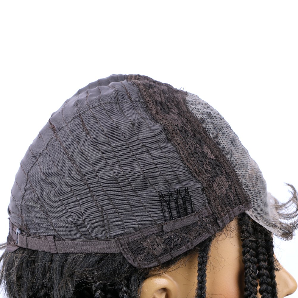 Synthetic Hair Braided Lace Front Wigs for Africa Black Women Crochet Box Braided Curly Ends Lace Wigs With Baby Hair