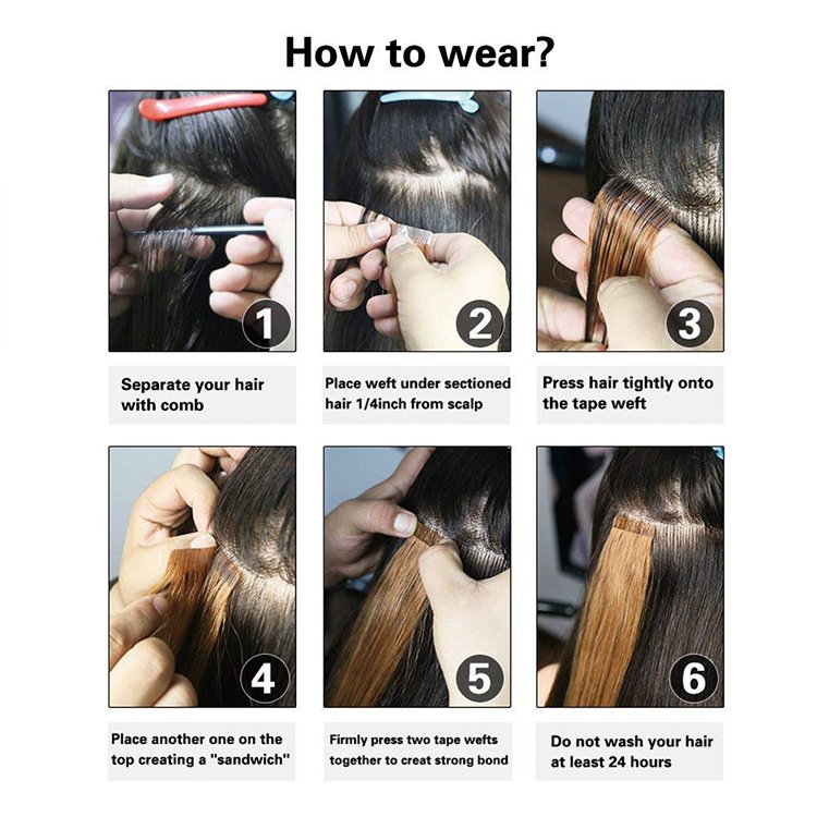 European Double Drawn Tape In Hair Extensions Full Cuticle Virgin Remy Russian Invisible Tape In Human Hair Extension