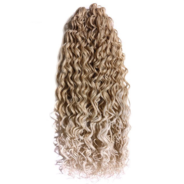 synthetic factory supplier sleek wholesale heat resistant blond kinky curl synthetic crochet braid hair synthetic hair extension