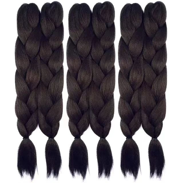 Braiding Hair Extensions Hot water flame retardant 48 Inch Unfolded 2 Bundles Hair texture black Pre-Combed Synthetic Hair