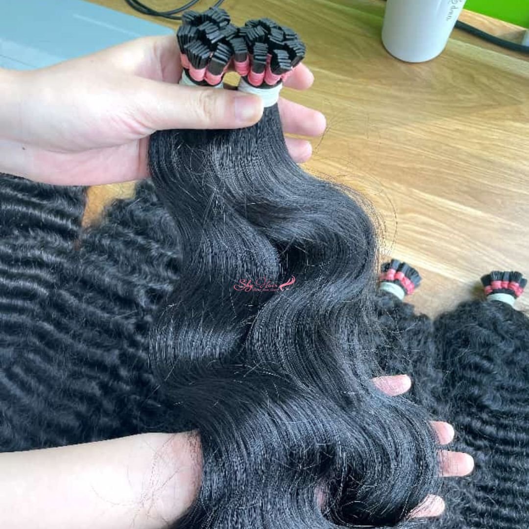 2023 new arrivals i tips extensions raw human hair micro link hair extension double drawn Itip human hair extensions