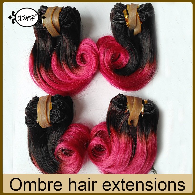 Wholesale 6inch Short Hair Weave Ombre Colors 100%Human Hair Extensions 1B/27 30 Red 99J Grey Purple