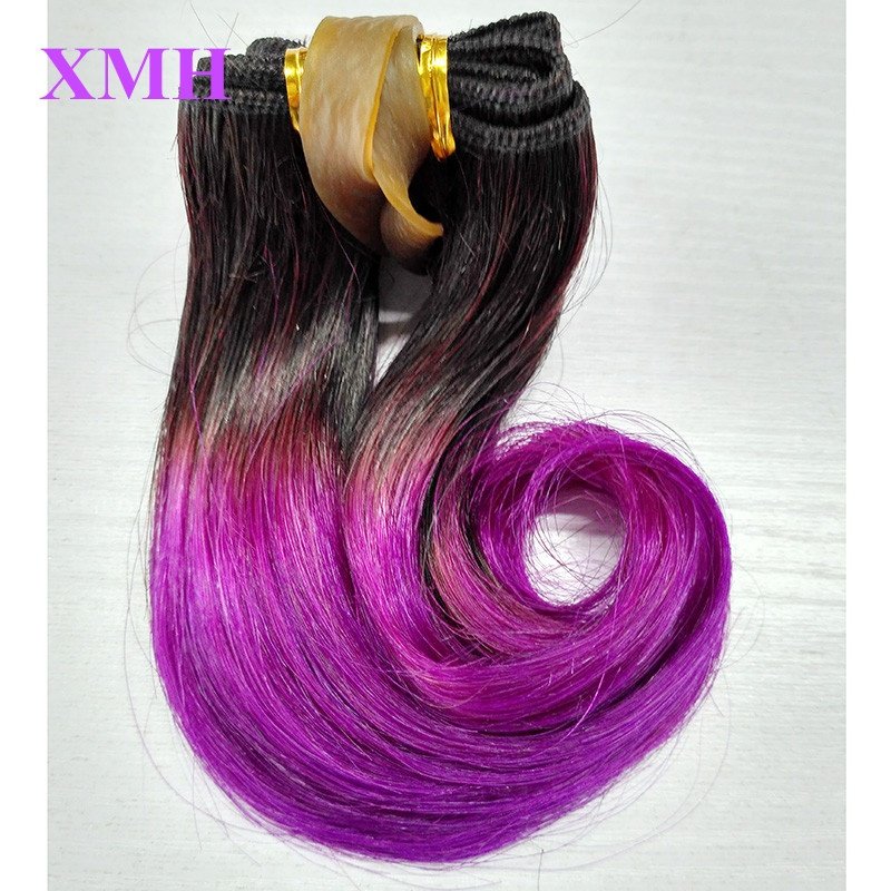 Wholesale 6inch Short Hair Weave Ombre Colors 100%Human Hair Extensions 1B/27 30 Red 99J Grey Purple