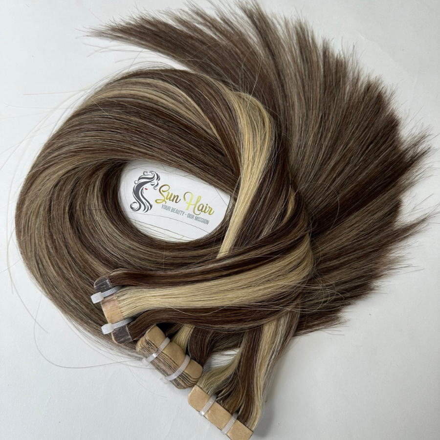 High Quality Products 100% Real Human Hair Extensions Trending Tape Light Piano Colors Super Double Straight Very Smooth Shiny