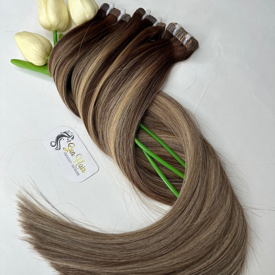 High Quality Products 100% Real Human Hair Extensions Trending Tape Light Piano Colors Super Double Straight Very Smooth Shiny