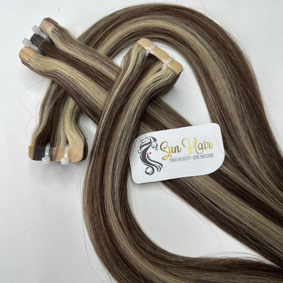 High Quality Products 100% Real Human Hair Extensions Trending Tape Light Piano Colors Super Double Straight Very Smooth Shiny