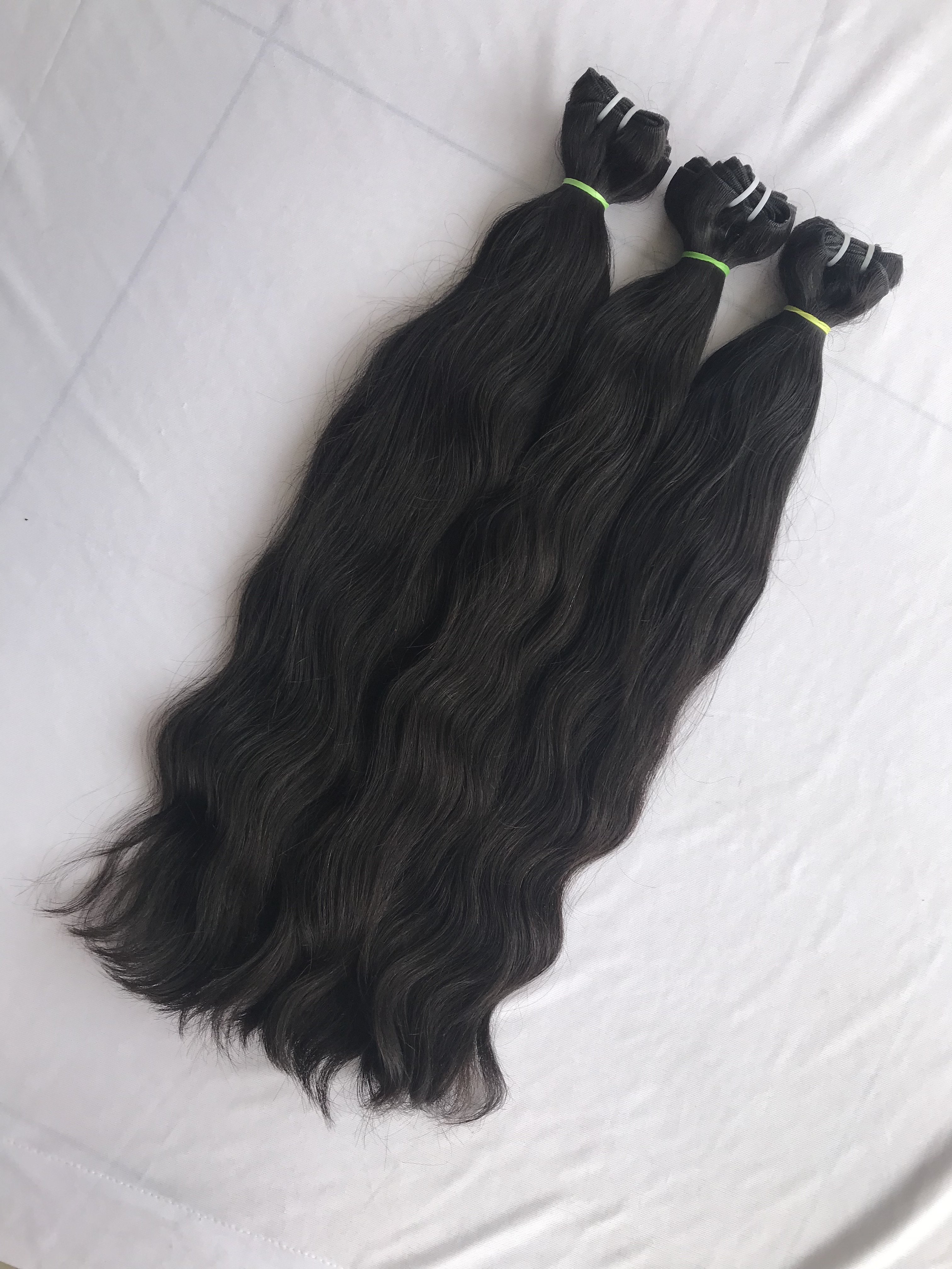 Export 100% Top Quality Raw Remy Indian Temple Virgin 20'' Natural Wavy Bundles Hair Extension Single Donor Hair Indian Supplier