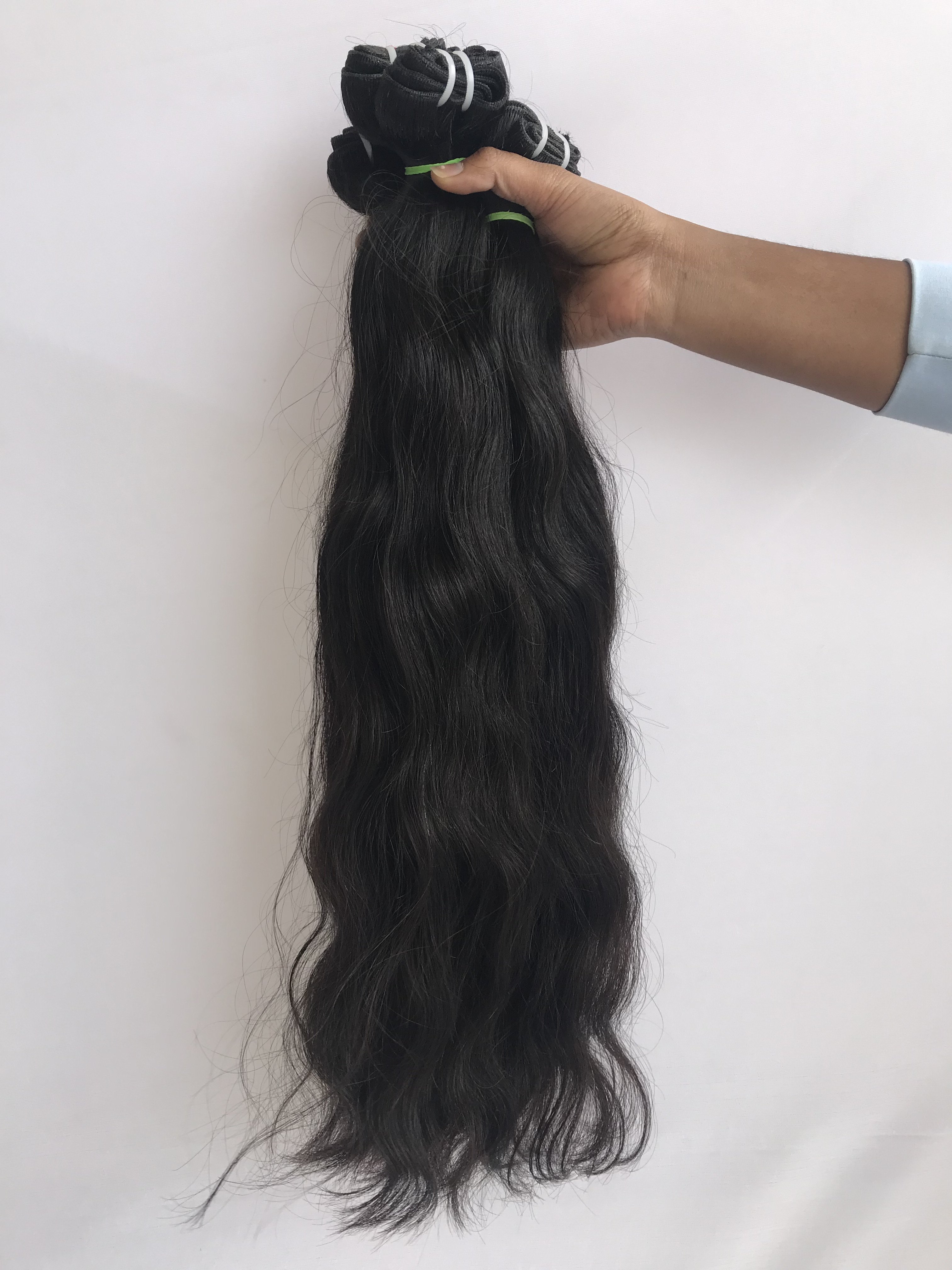 Export 100% Top Quality Raw Remy Indian Temple Virgin 20'' Natural Wavy Bundles Hair Extension Single Donor Hair Indian Supplier