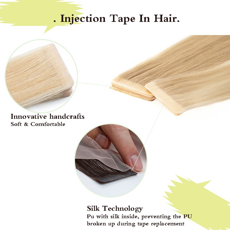 Remy Double Drawn Russian Human Hair Extension Injected Tape Ins Straight the Best Virgin Real Raw Tape Hair Extensions