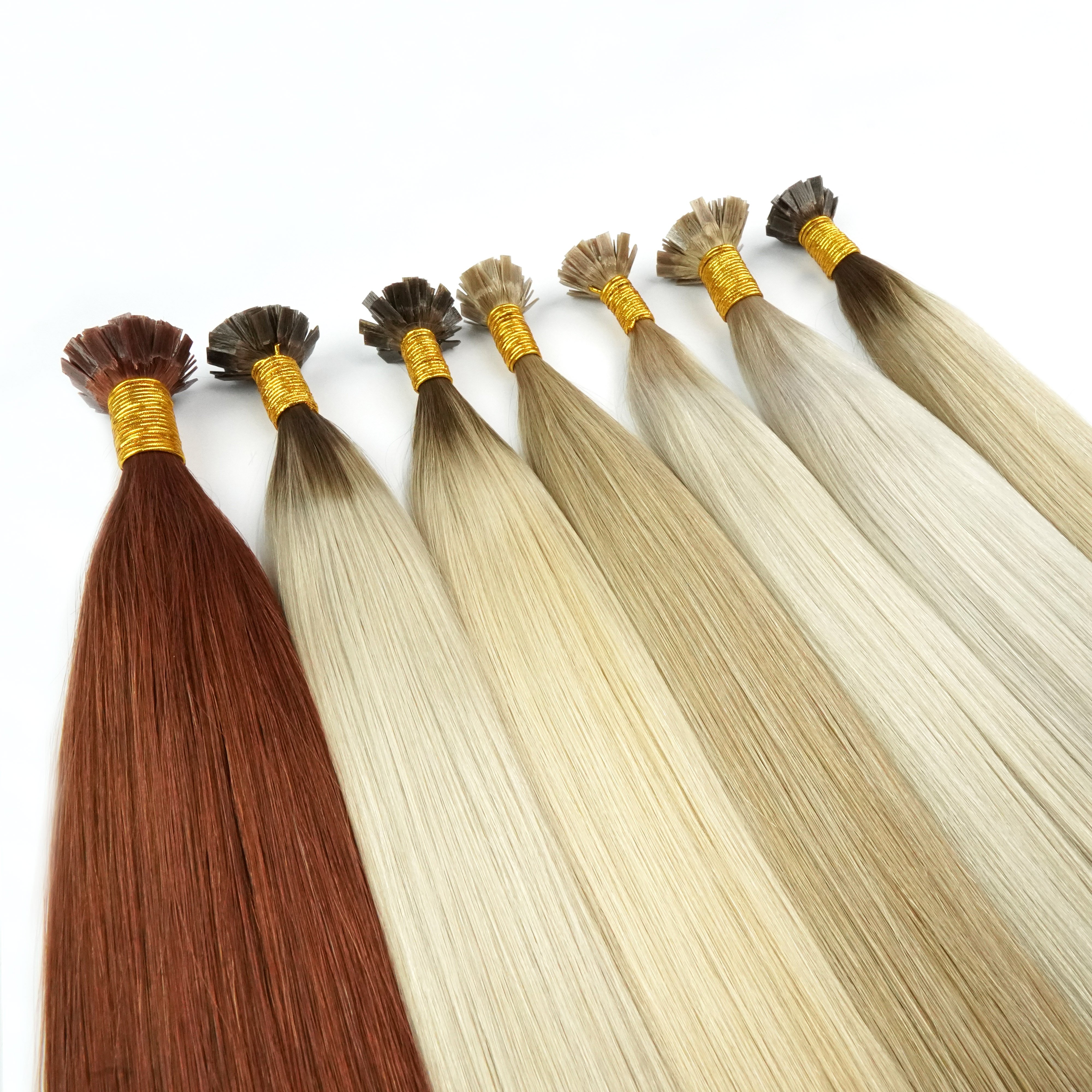 12A Top Grade Double Drawn Wholesale Price Russian Human Remy Hair Keratin Intact Flat Tip Hair Extension