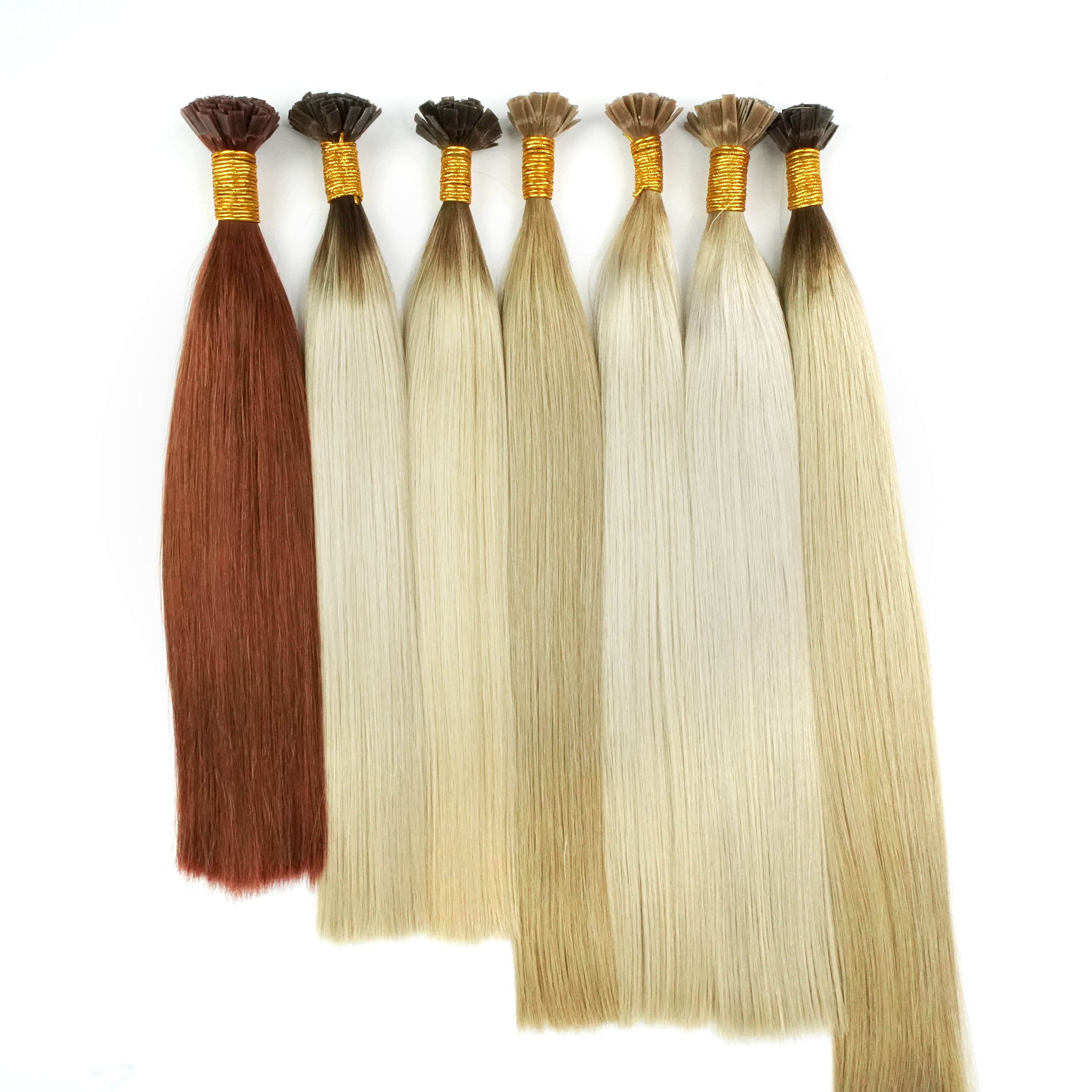 12A Top Grade Double Drawn Wholesale Price Russian Human Remy Hair Keratin Intact Flat Tip Hair Extension