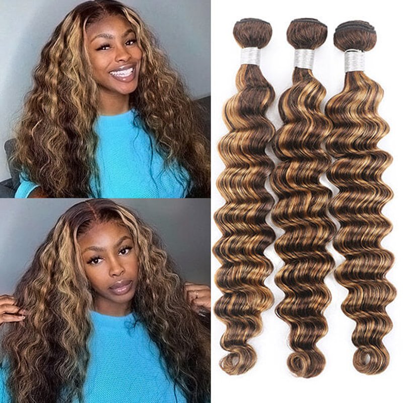 XISHIXIUHAIR Honey Blonde Highlight Color Human Hair Extensions Virgin Bundles With Closure Set Wholesale 100 Dropshipping