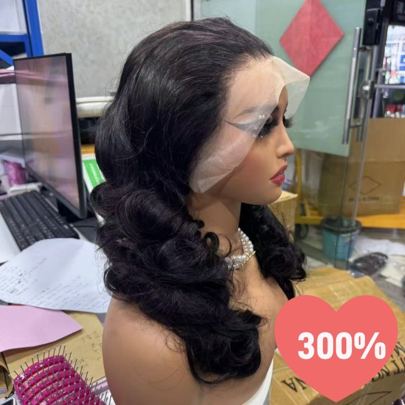 Letsfly 13*4 Lace Frontal Bouncy Curly 300% Density Full Wigs 10A Grade Raw Burmese Curly Hair Wigs 4/27, 99J For Black Lady