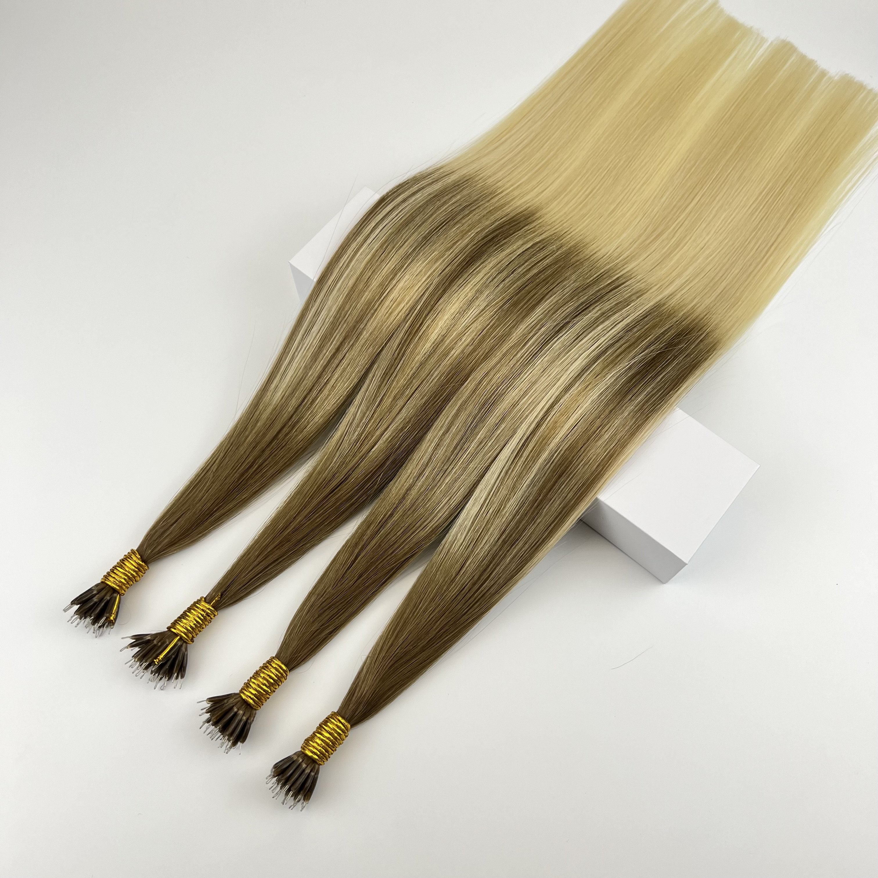 Russian Cuticle Keratin Bond Nano Tips Human Hair Extension Nano Ring Beads and Iron Established Chinese 100% Original 12 Months