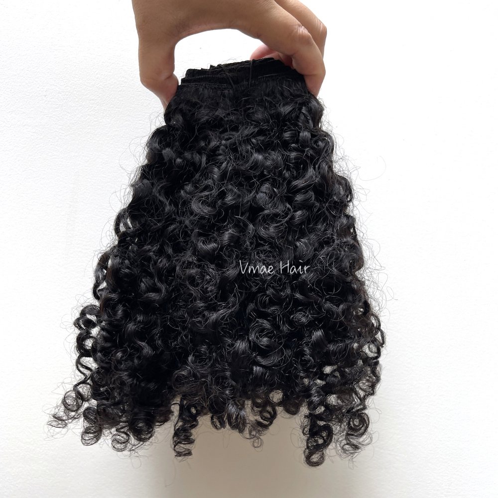 Vmae Virgin Mongolian 100g Natural Black Clip Ins 4A 4B 4C Afro Kinky Curly Clip In Hair Extensions for Black Women