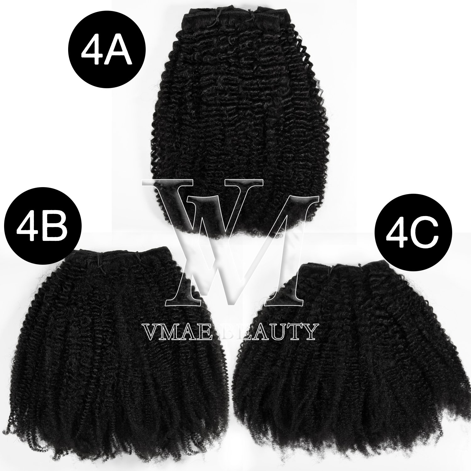 Vmae Virgin Mongolian 100g Natural Black Clip Ins 4A 4B 4C Afro Kinky Curly Clip In Hair Extensions for Black Women