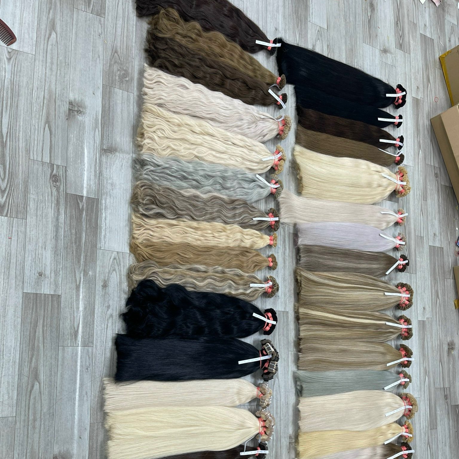 Flat Tip High Quality Bone Straight Hair Extention Raw Curly Hair Flat Tip Bulk Colorful Keratin Pre Bonded Human Hair Extension