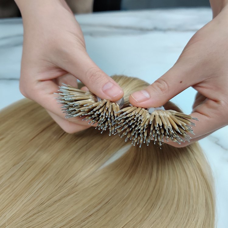Wholesale 12A Virgin Nano Ring Hair Extensions Double Drawn Russian Human Hair Extension Nano Ring Tip
