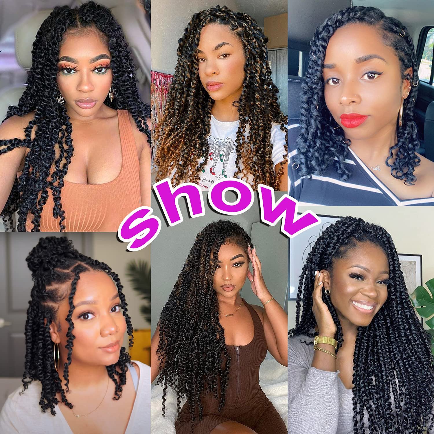 8 Inch Pre-twisted Crochet Passion Twist Hair Pre-looped Crochet Braids Hair for Women Synthetic Hair Extensions