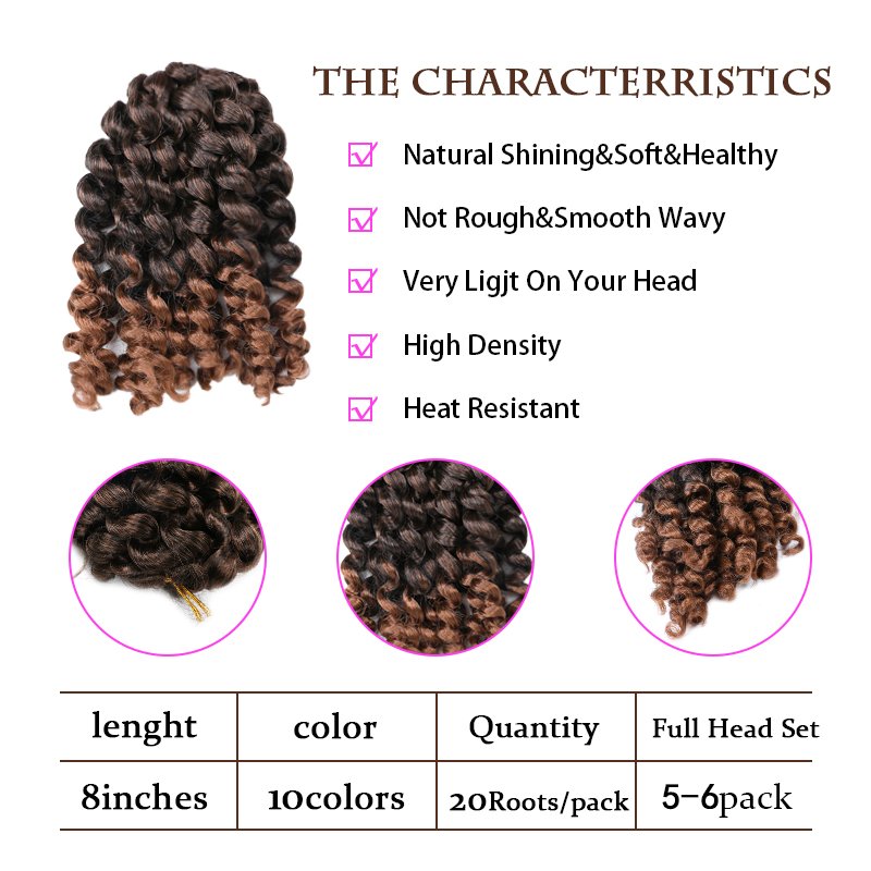 Bounce Crochet Hair Wand Curl Crochet Braids 8 inch Synthetic Pre Looped Crochet Hair Extensions Crochet Braiding Hair 20 Roots