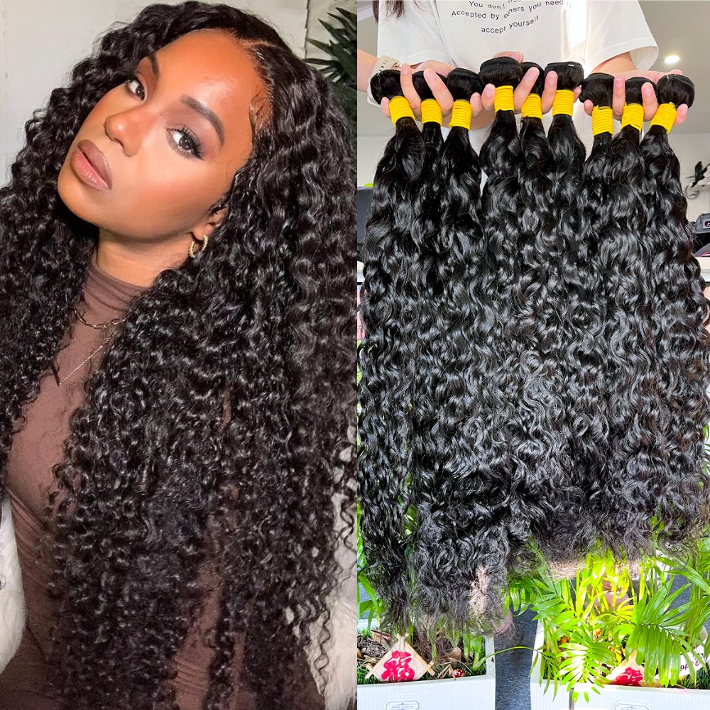 10A Water Wave Bundles 100% Human Hair Extensions Weave Bundles Bundles Remy Hair Deals Cheap Water Wave Curly Peruvian 1 3 4