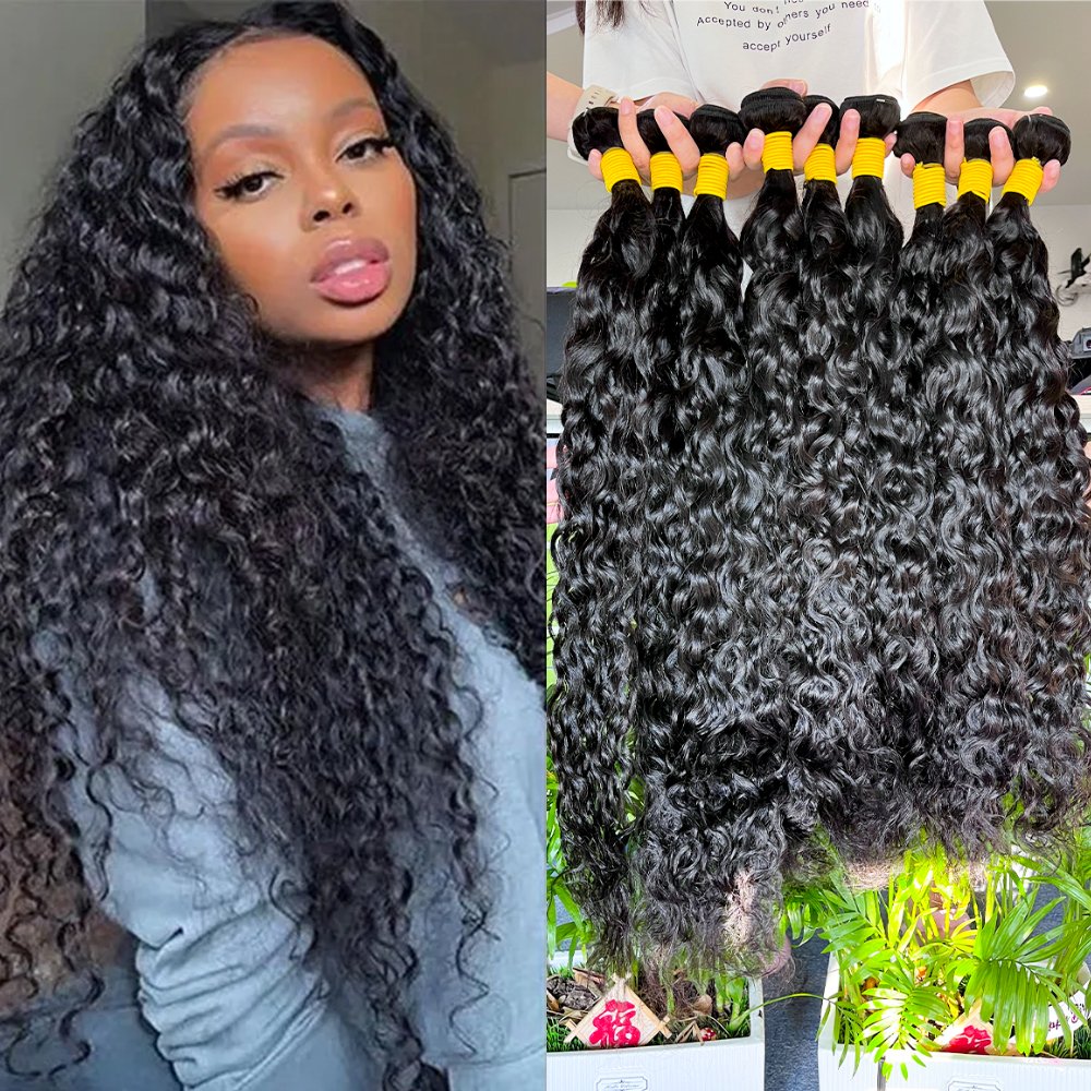 10A Water Wave Bundles 100% Human Hair Extensions Weave Bundles Bundles Remy Hair Deals Cheap Water Wave Curly Peruvian 1 3 4
