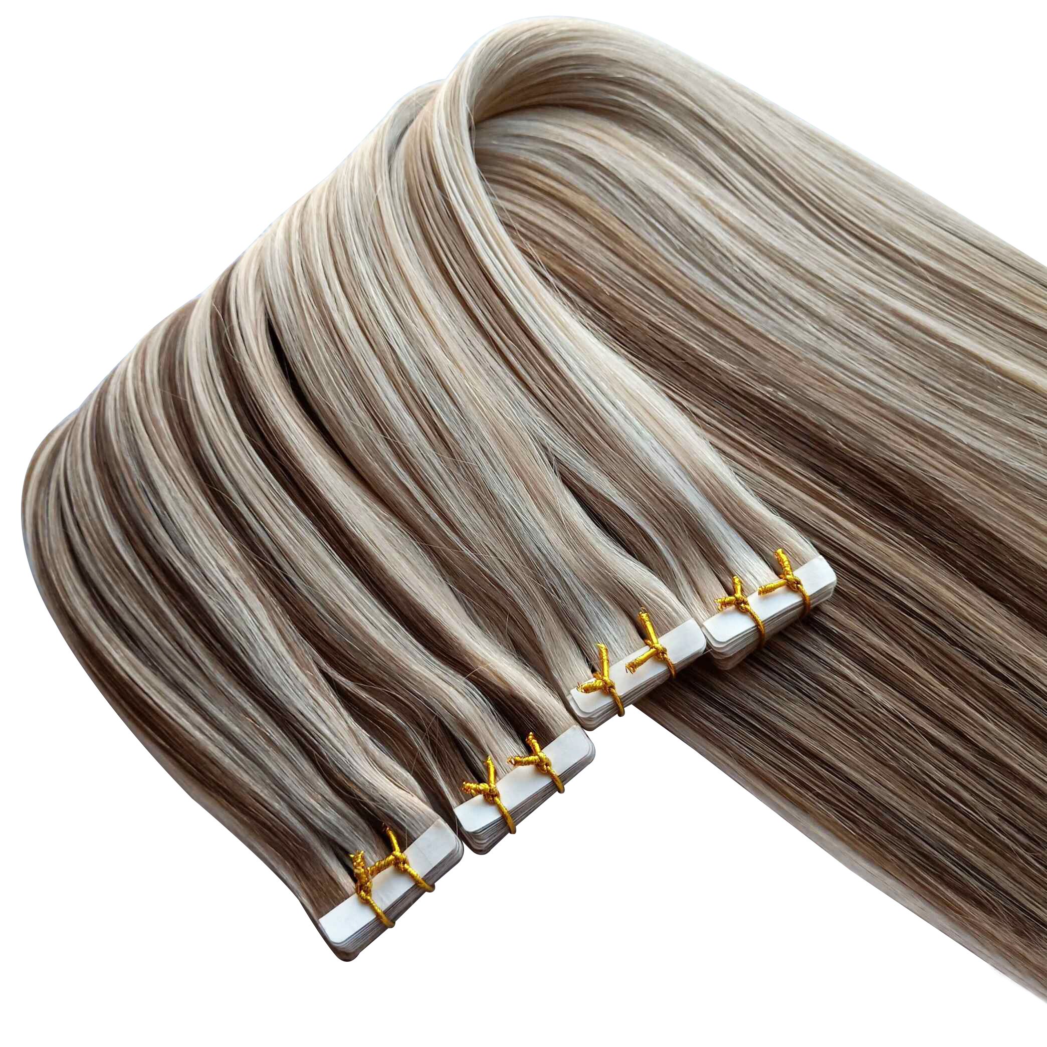 Double Drawn Full Cuticle Aligned Tape In Hair Extensions Wholesale Price Russian Human Remy Hair Extensions