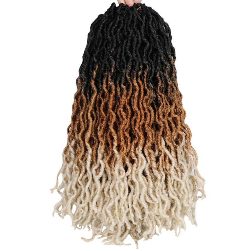 Goddess Wavy Faux locs Crochet Hair Soft Gypsy Locs Ombre Crochet Hair natural looking and Pre-Looped Synthetic crochet Hair