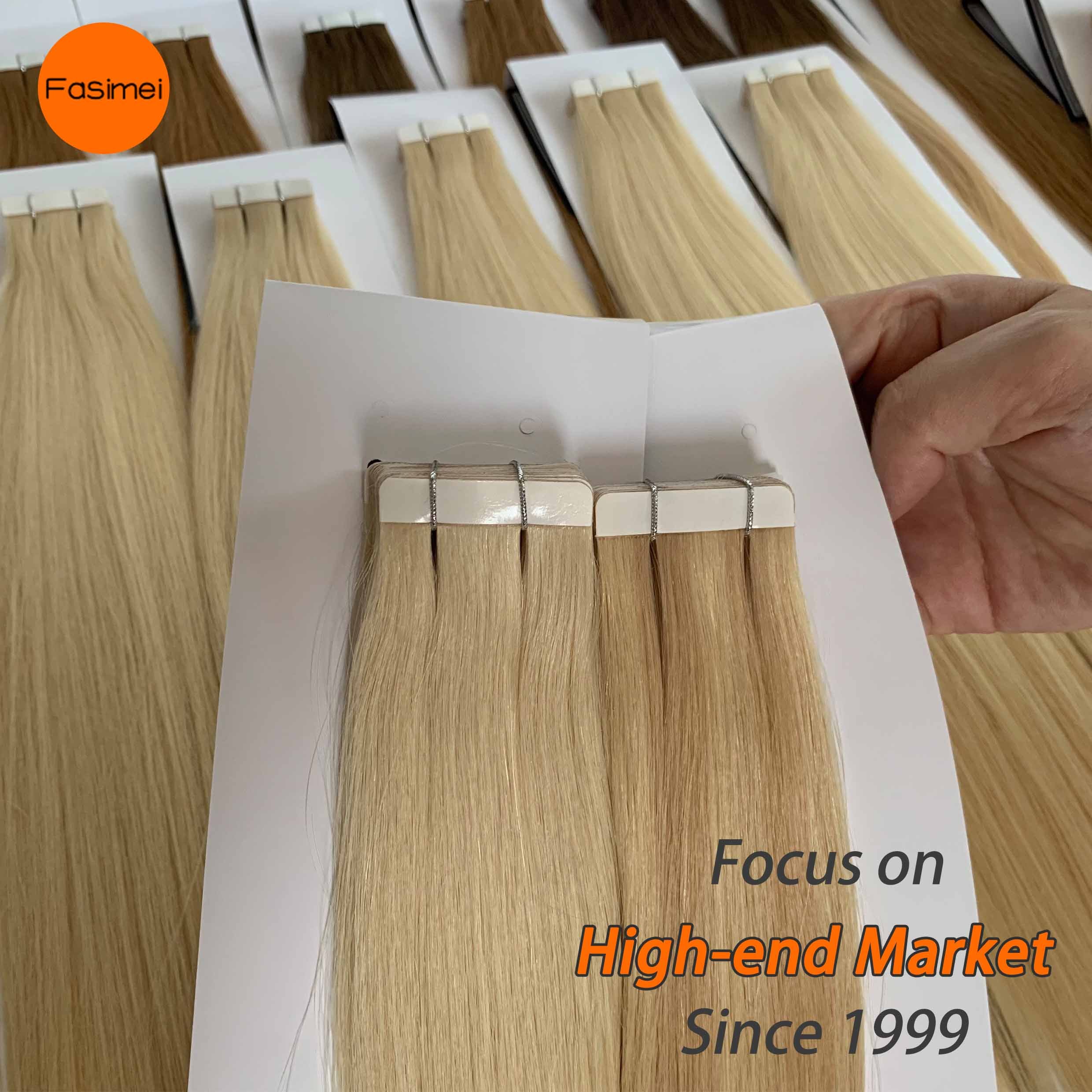 Fasimei Remy Hair Tape Hair Extension Raw Cuticle Aligned Products Factories Straight Design Tape In Human Hair Extensions