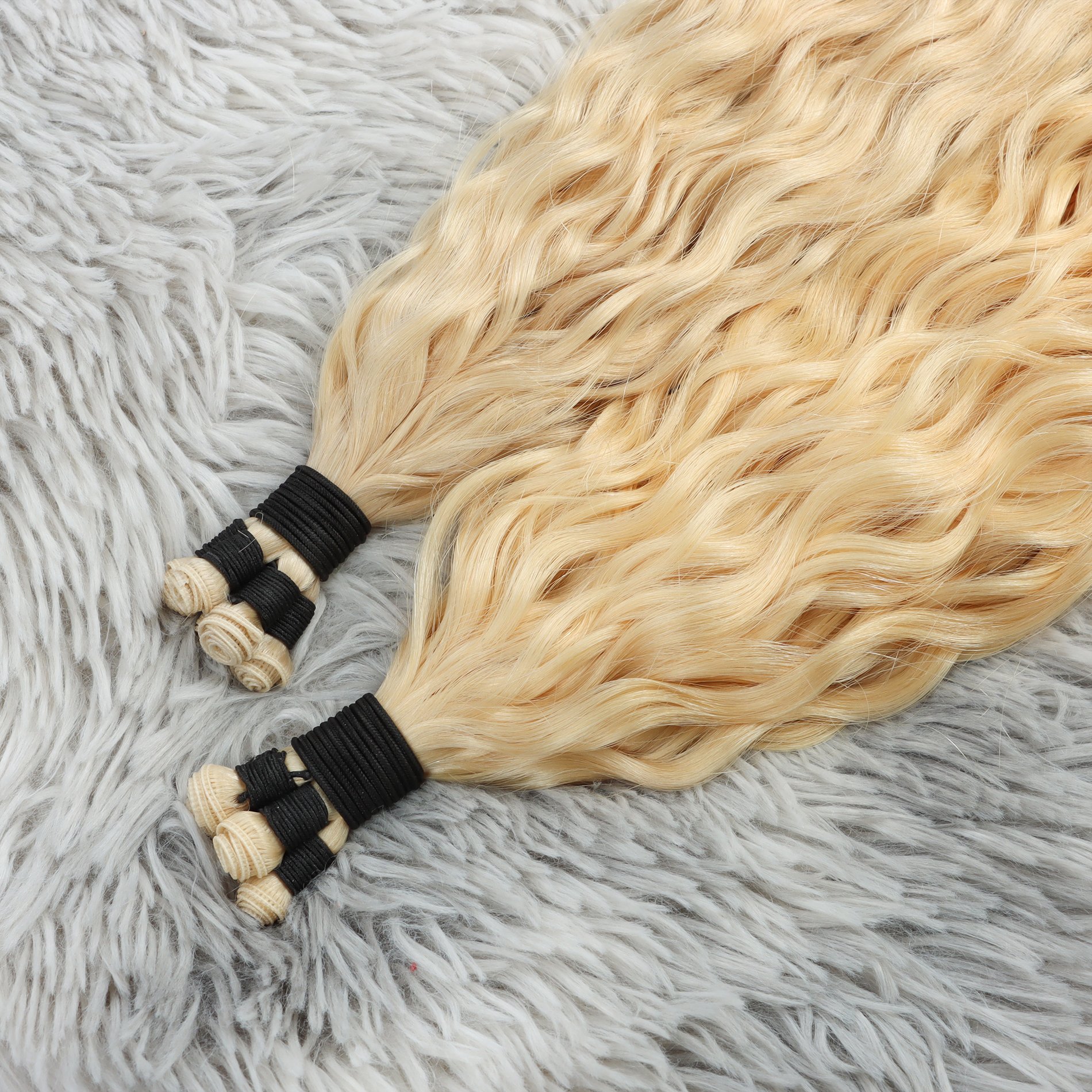 Super Thin Weft invisible virgin remy human hair cuticle aligned hair blonde curly wavy genius weft extensions curl 12a