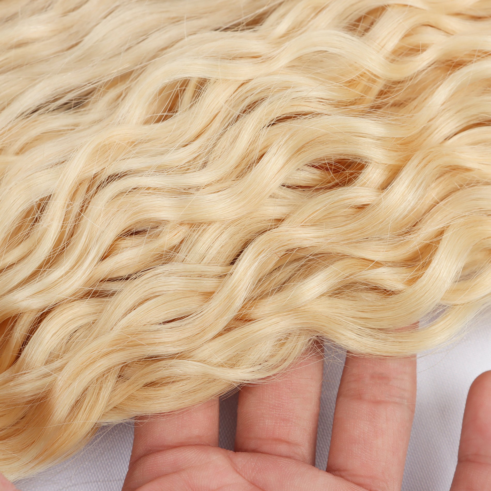 Super Thin Weft invisible virgin remy human hair cuticle aligned hair blonde curly wavy genius weft extensions curl 12a