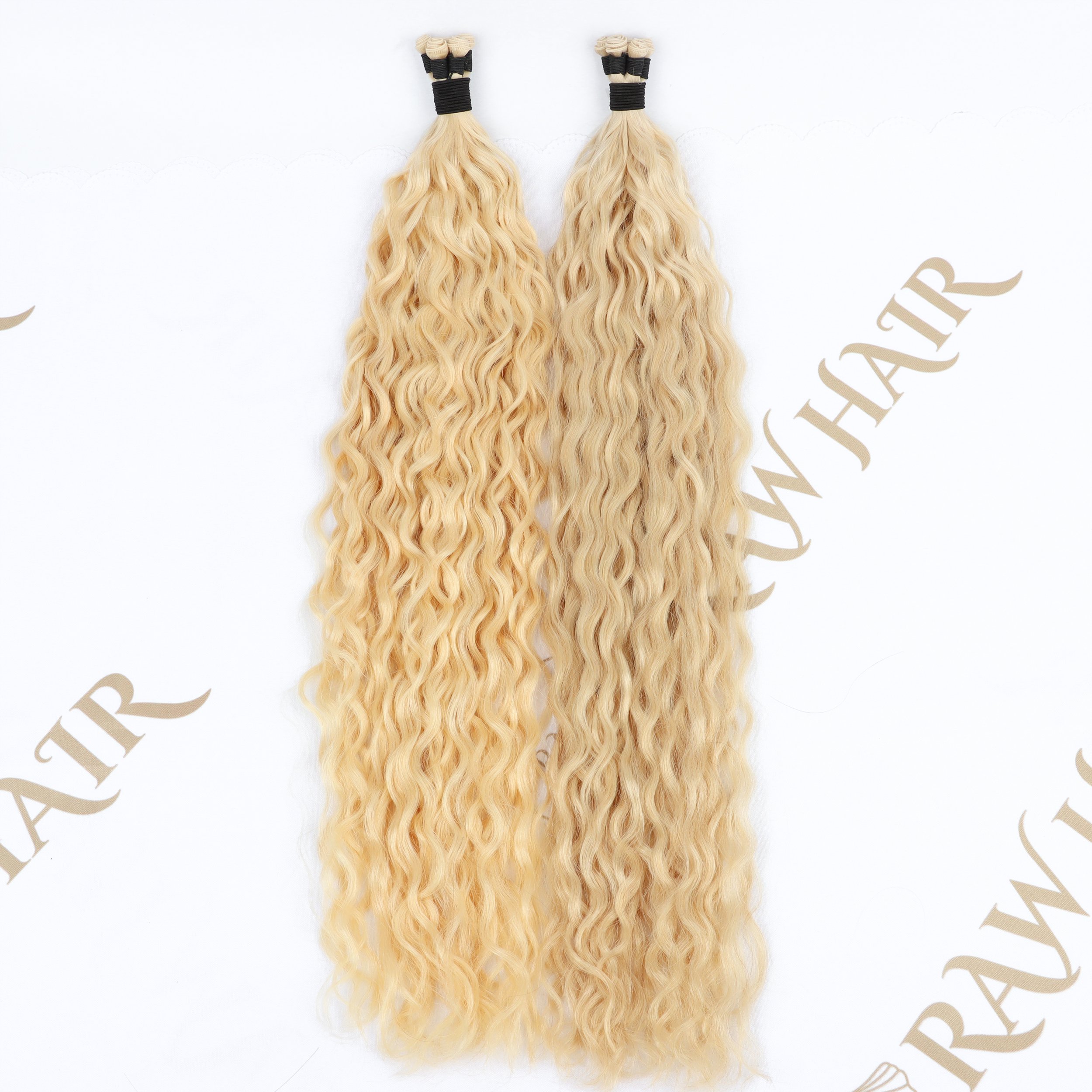 Super Thin Weft invisible virgin remy human hair cuticle aligned hair blonde curly wavy genius weft extensions curl 12a