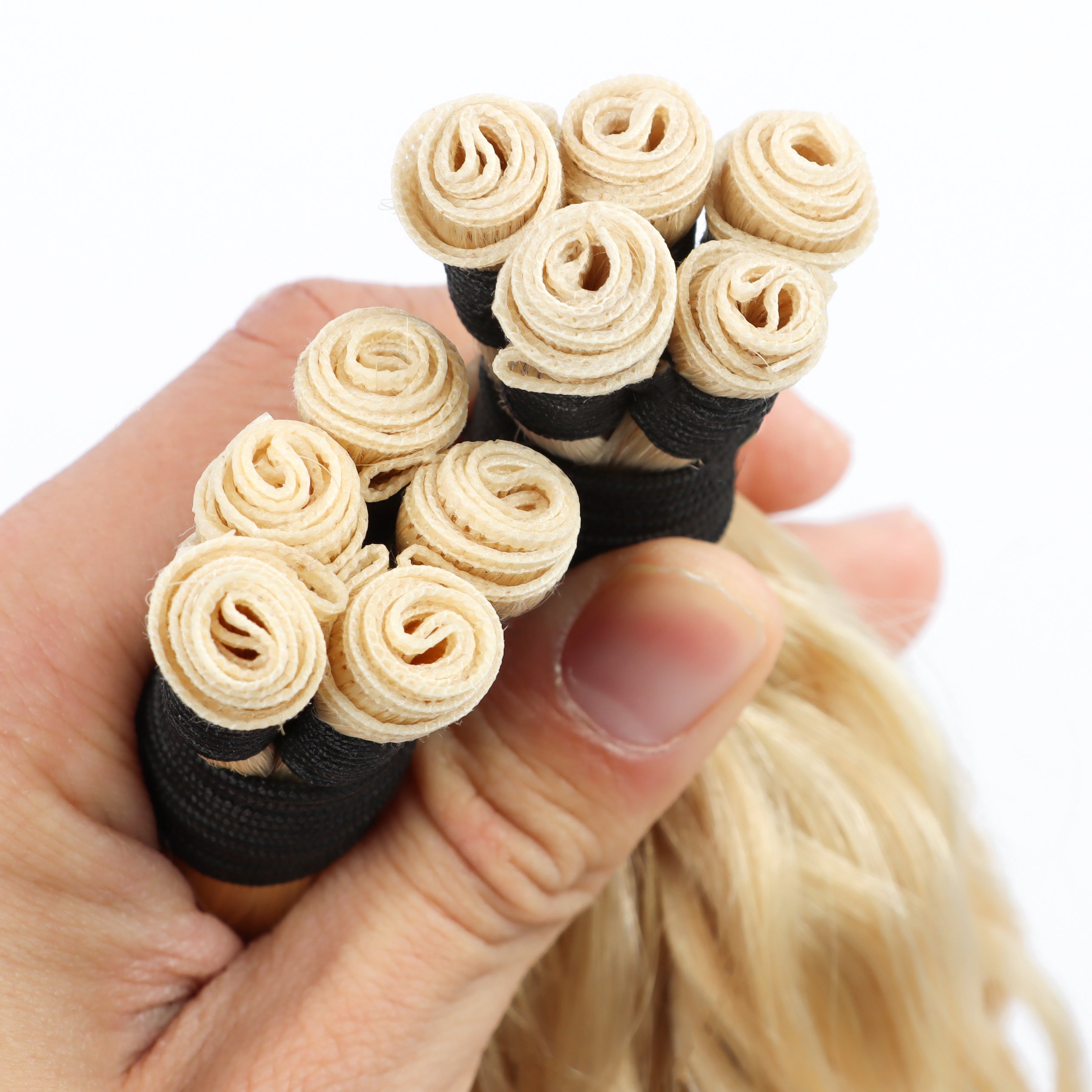 Super Thin Weft invisible virgin remy human hair cuticle aligned hair blonde curly wavy genius weft extensions curl 12a