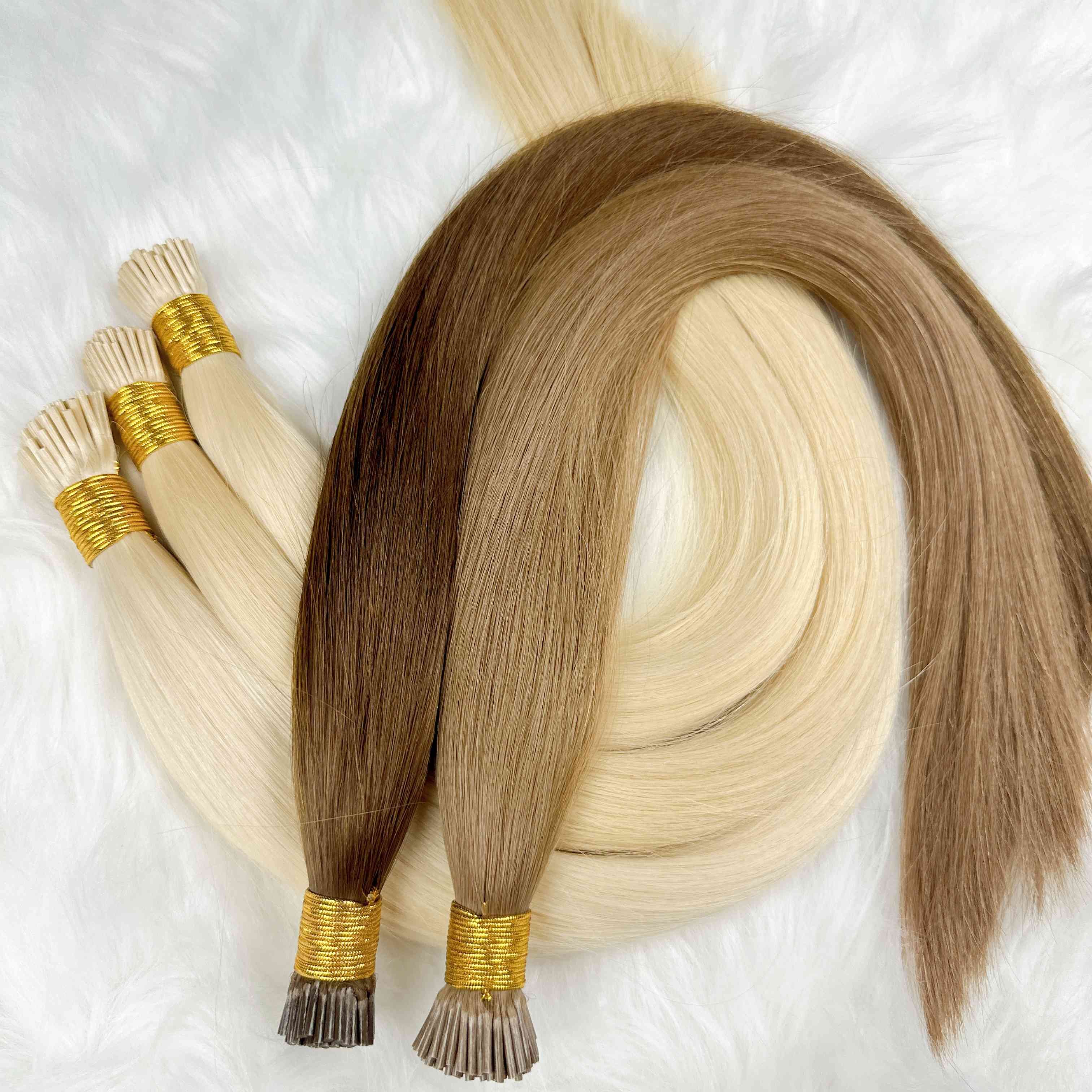 I Tip Wholesale Double Drawn Italian Prebonded Hair Extensions & wigs Virgin Keratin I Tip Human Hair Extension