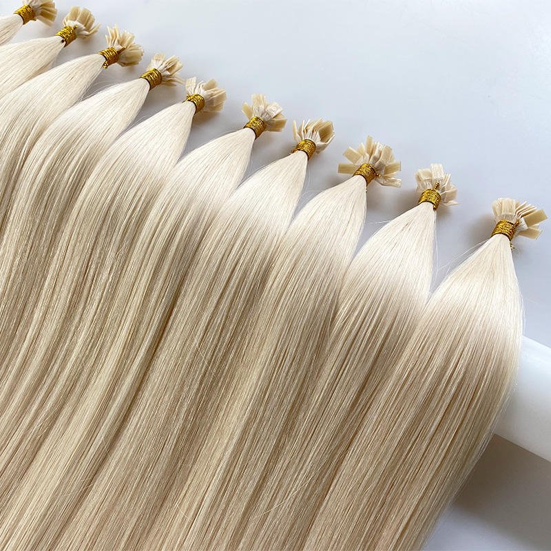 Top quality k tip human hair extensions light color highlight keratin flat tip hair extensions remy double drawn flat tip hair