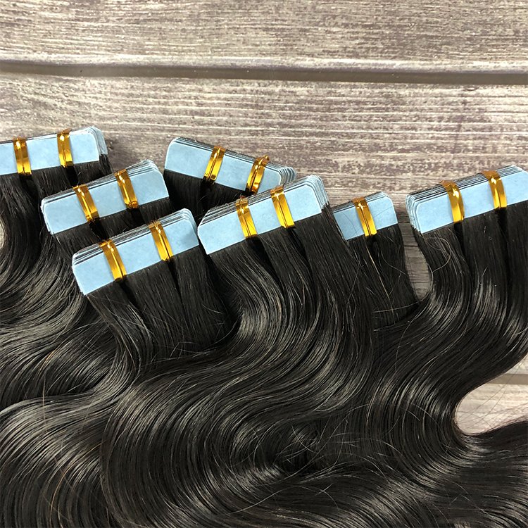 Virgin Cuticle Aligned Hair Wholesale Natural Hair Body Wave tape in Human Hair Extension