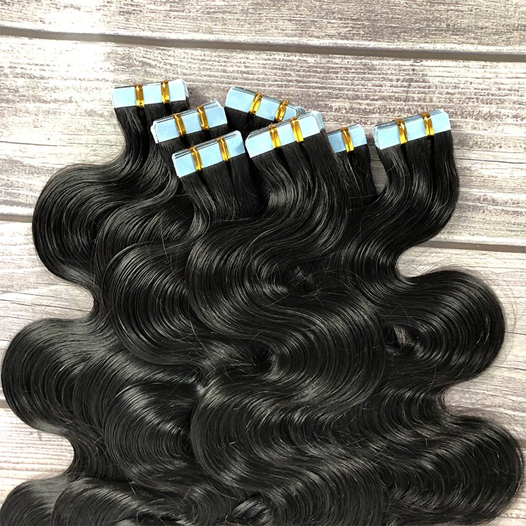 Virgin Cuticle Aligned Hair Wholesale Natural Hair Body Wave tape in Human Hair Extension