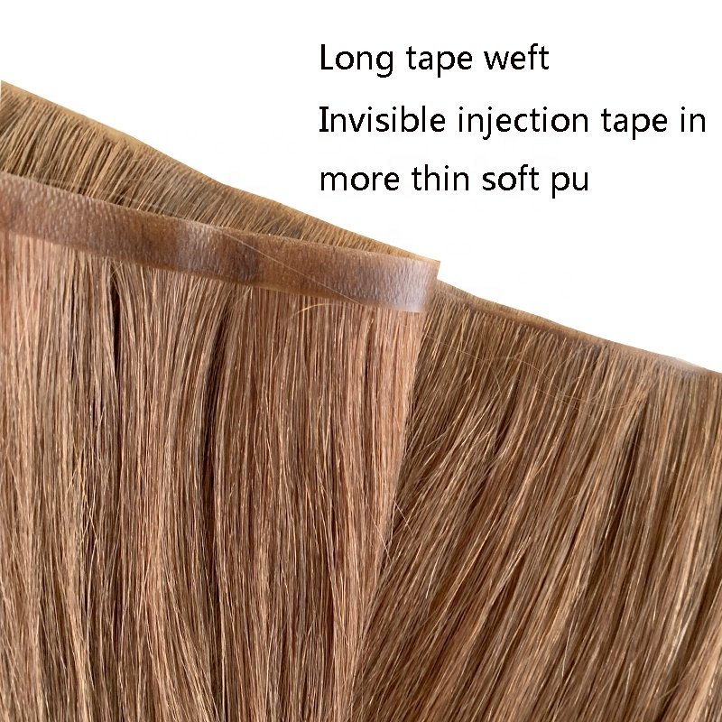 European Pu Skin Weft Russian Tape Hair Extension Inject Invisible Skin Weft Tape In Human Hair Extensions