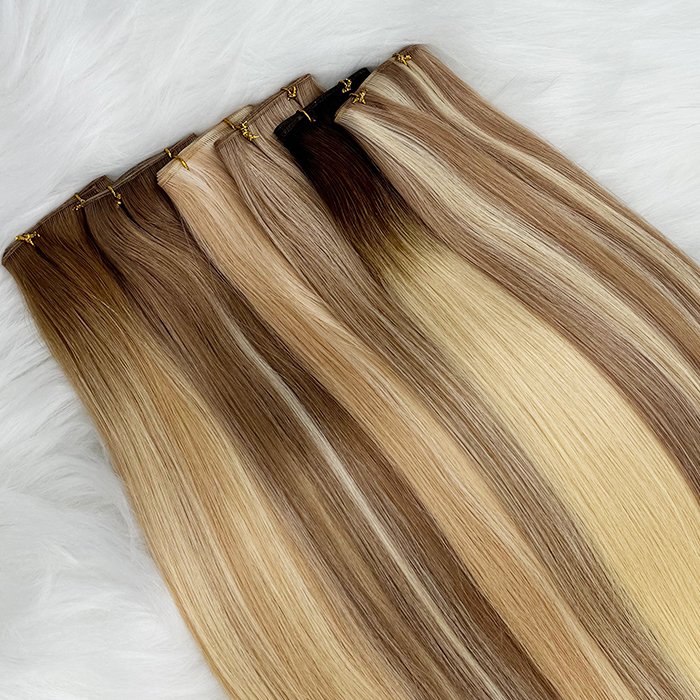Russian Genius weft Human Hair Extensions raw unprocessed hair European Acceptable Extension Genius weft Virgin 100%