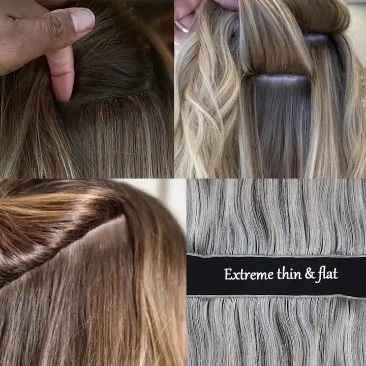 Russian Genius weft Human Hair Extensions raw unprocessed hair European Acceptable Extension Genius weft Virgin 100%