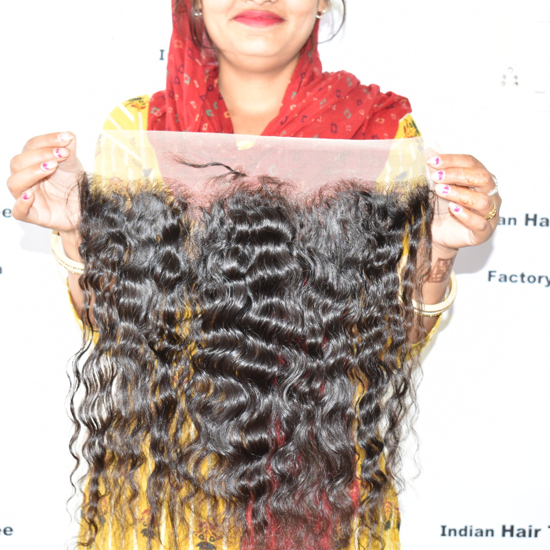 100% Raw Unprocessed hair One Donor Machine Double Weft Curly 13*4 Frontal Cuticle Aligned Cambodian Human Hair extensions