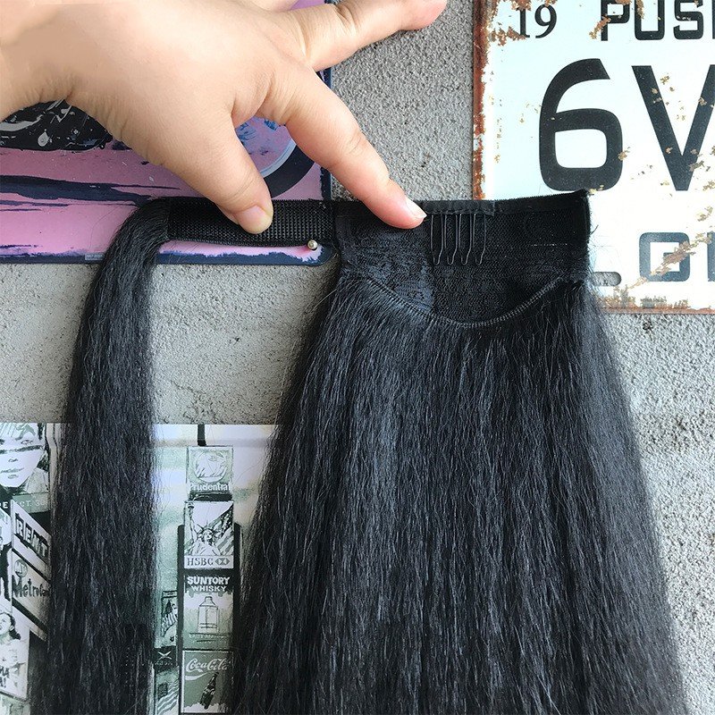 Hot 28inch Afro Wrap Around Ponytail 120g Long Kinky Straight Hair Extension Synthetic Yaki Ponytail for women wig braid