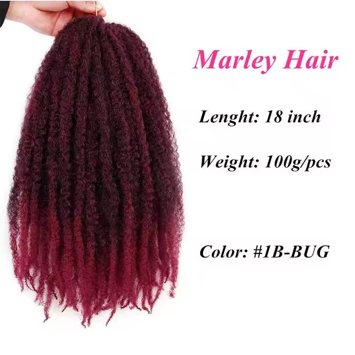 18 Inches 100g Marley Twist Crochet Hair Extensions Kinky Curly African Twist Braiding Hair Locs Long And Soft For Man And Woman