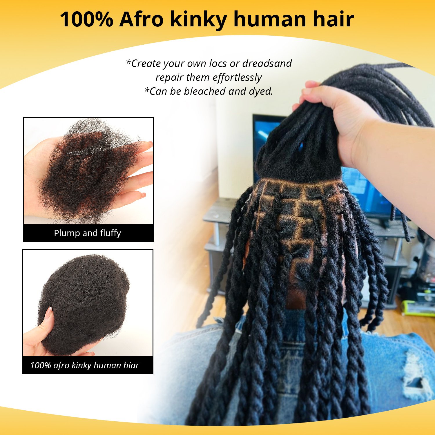 Orientdreads natural twist wick human braiding hair bulk afro kinky curly frizzy wick micro twist human hair extensions