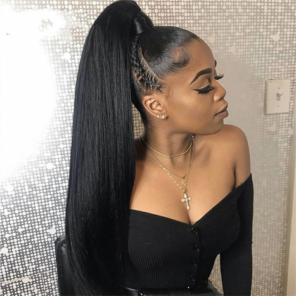 Straight Ponytail Human Hair Extensions With Clip In Drawstring Ponytail Straight Brazilian Hair Ponytails For Women Remy