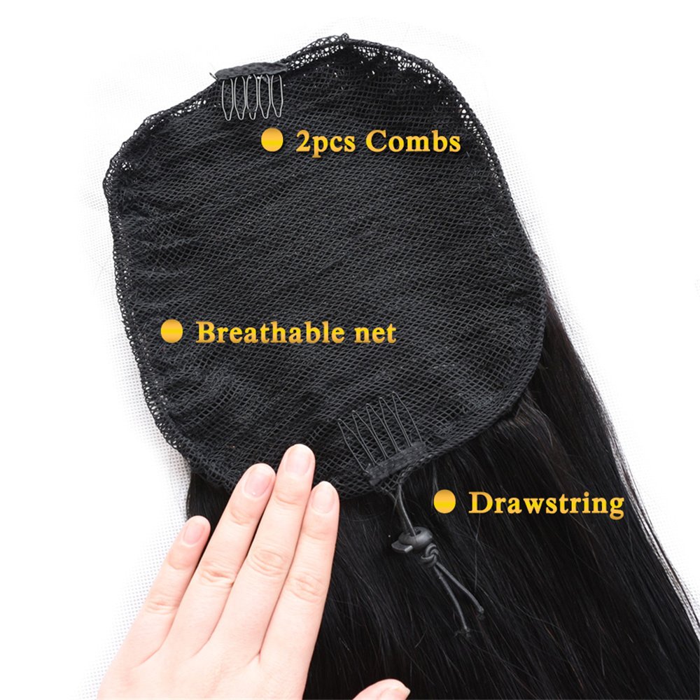 Straight Ponytail Human Hair Extensions With Clip In Drawstring Ponytail Straight Brazilian Hair Ponytails For Women Remy
