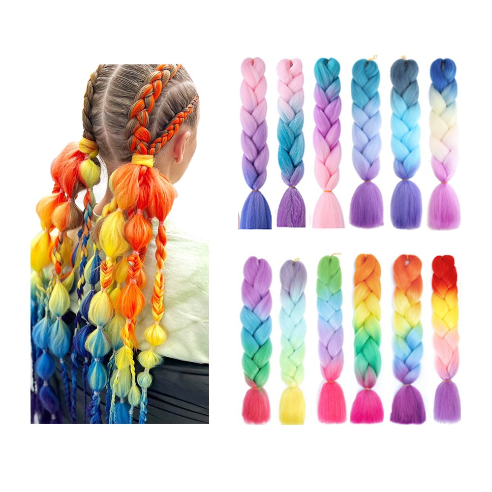 Shinein 24inch Synthetic Yaki EZ Braids Hair ExtentionsHot Water Setting Ombre Pre-stretched Braiding Hair
